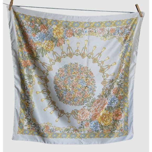 Symphony Scarfs Scarf Italy Large 34" Poly White Floral Womens Accessories - Picture 1 of 8